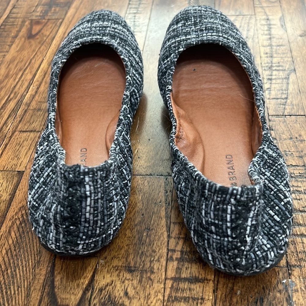 Lucky Brand Flats tweed black and gray woven fabric size 7.5 - Picture 9 of 11